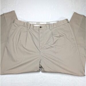 Oak Hill Mens Khaki Pleated Pants Size 48x34 Casual Chinos